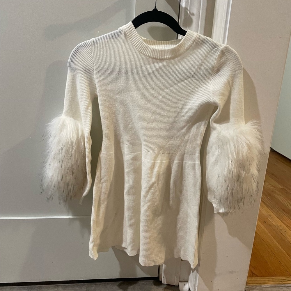 Cat & Jack sweater dress with faux fur sleeves size 6/6X